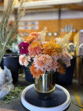 Load image into Gallery viewer, Pick-Up at Market**OCT 31st, Gold Vase with flowers
